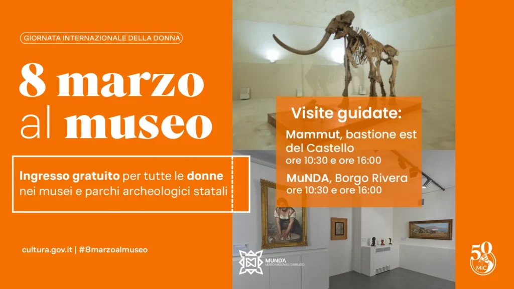 immagine per Giornata internazionale della donna: ingresso gratuito delle donne nel Museo Nazionale d’Abruzzo dell’Aquila